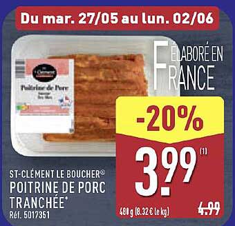 ST-CLÉMENT LE BOUCHER® POITRINE DE PORC TRANCHÉE