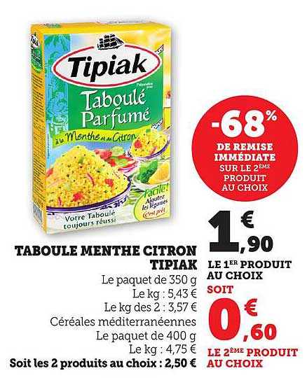 TABOULE MENTHE CITRON TIPIAK