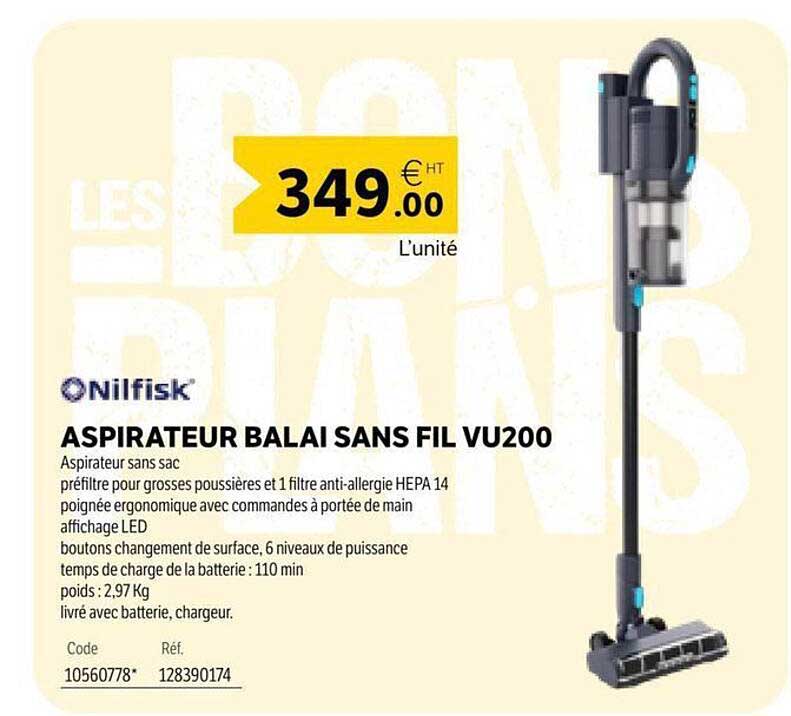 ASPIRATEUR BALAIS SANS FIL VU200