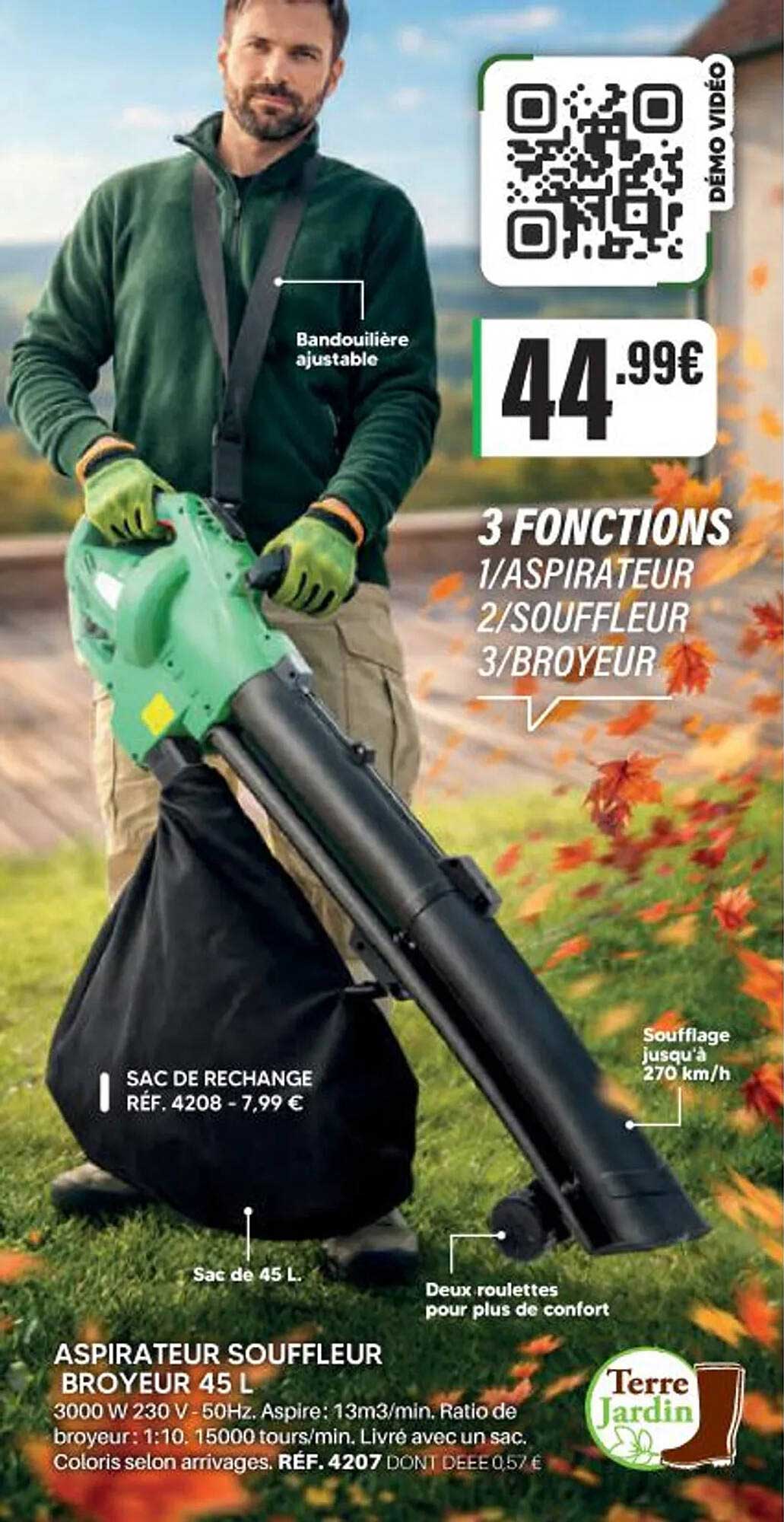ASPIRATEUR SOUFFLEUR BROYEUR 45 L