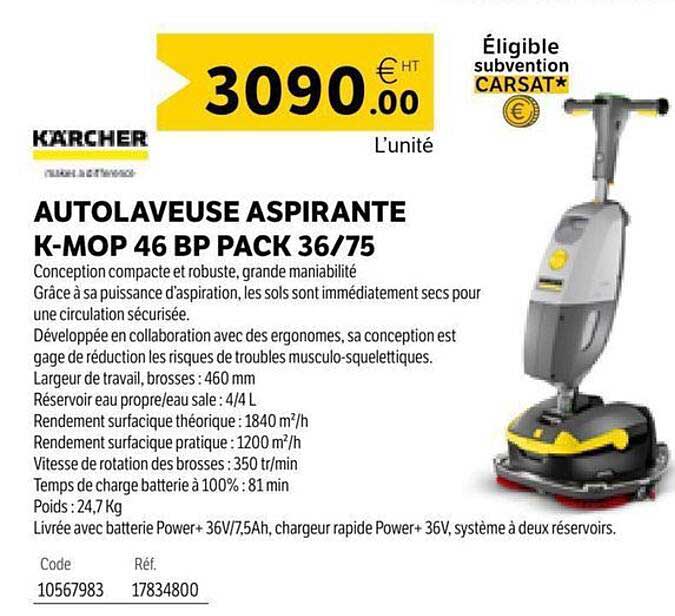 AUTOLAVEUSE ASPIRANTE K-MOP 46 BP PACK 36/75