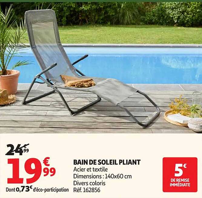 Promo Bain De Soleil Pliant chez Auchan Supermarché - 123Catalogue.fr