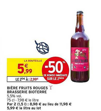 BIÈRE FRUITS ROUGES BRASSERIE BIOTERRE