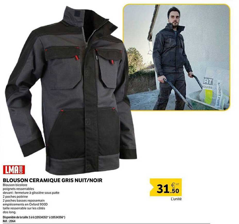 BLOUSON CERAMIQUE GRIS NUIT/NOIR