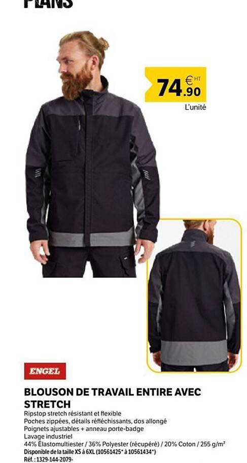 BLOUSON DE TRAVAIL ENTIRE AVEC STRETCH