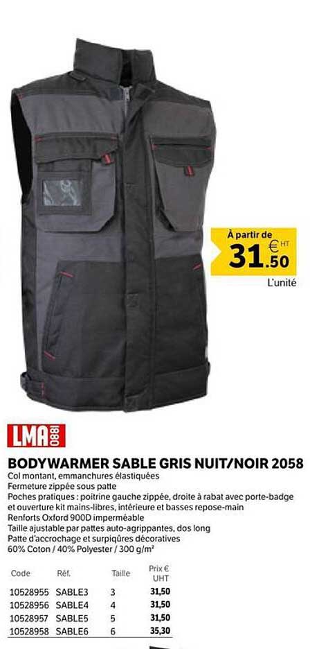 BODYWARMER SABLE GRIS NUIT/NOIR 2058