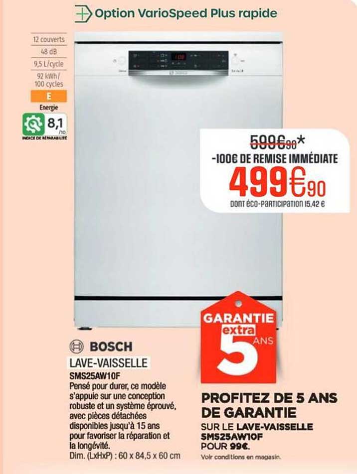 BOSCH LAVE-VAISSELLE SMS25AW10F