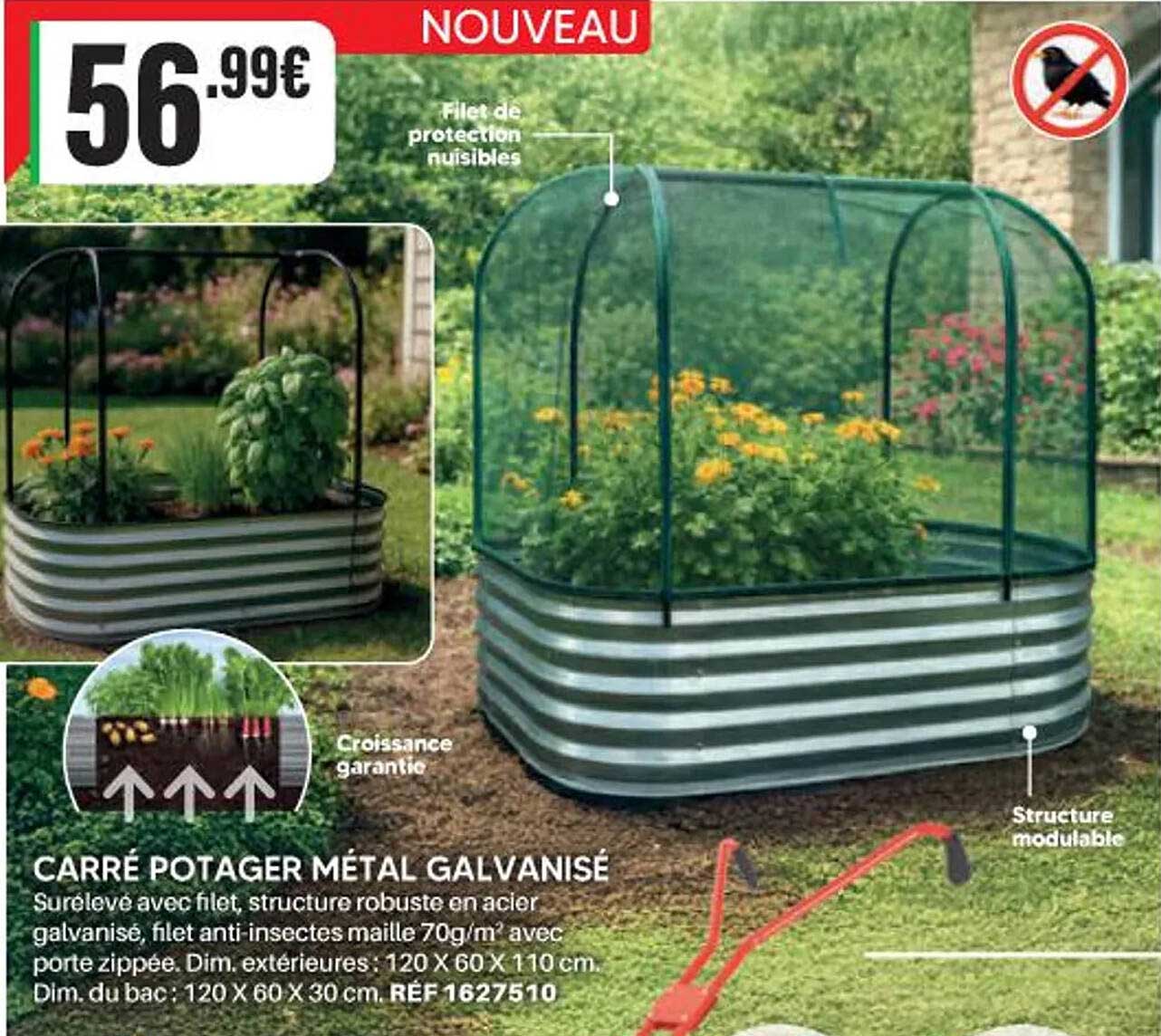 CARRÉ POTAGER MÉTAL GALVANISÉ