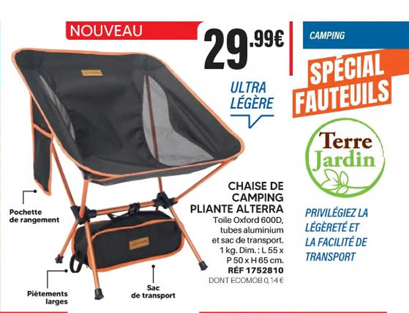 CHAISE DE CAMPING PLIANTE ALTERRA