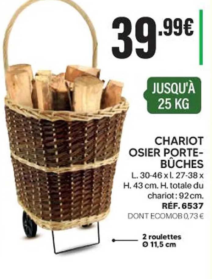 CHARIOT OSIER PORTE-BÛCHES