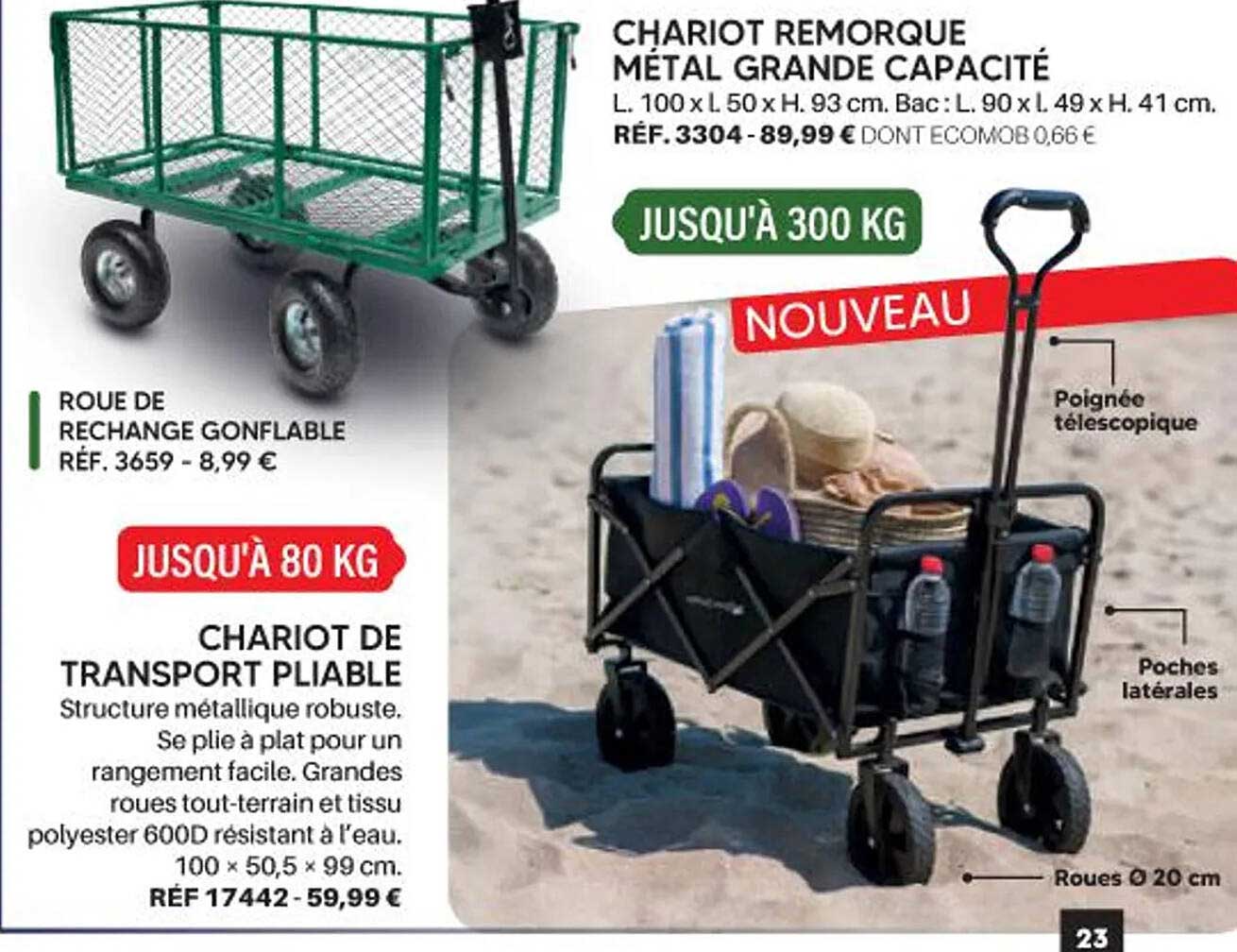 CHARIOT REMORQUE MÉTAL GRANDE CAPACITÉ