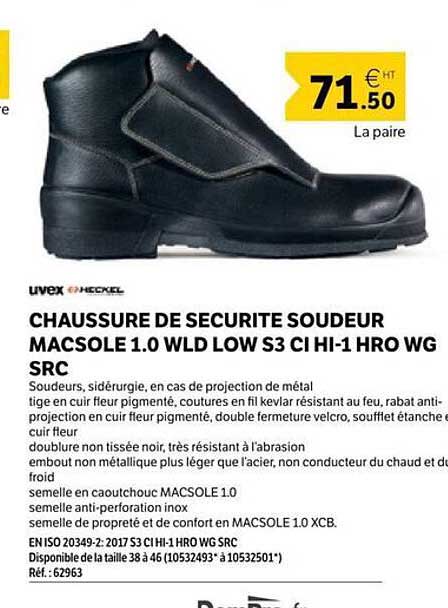 CHAUSSURE DE SECURITE SOUDEUR MACSOLE 1.0 WLD LOW S3 CI HI-1 HRO WG SRC