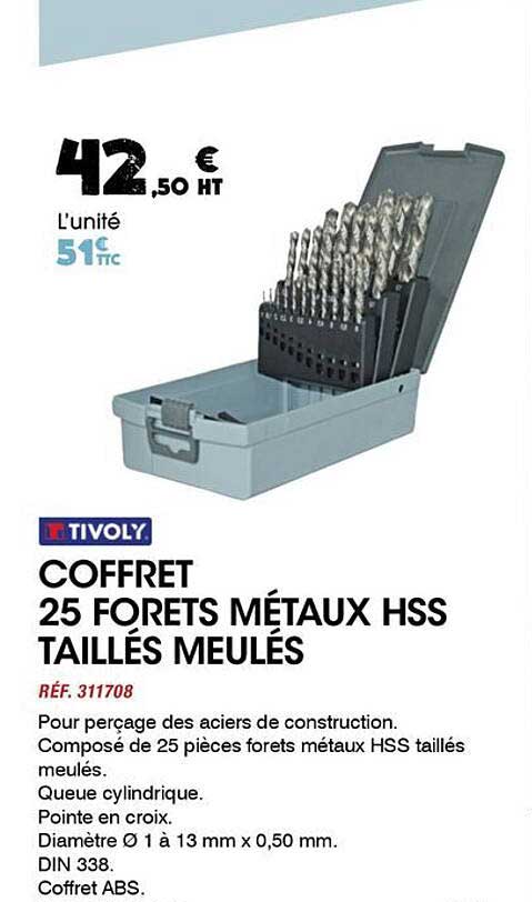 COFFRET 25 FORETS MÉTAUX HSS TAILLÉS MEULÉS
