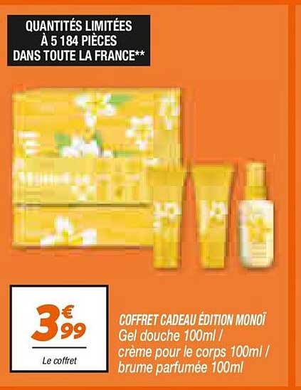 COFFRET CADEAU ÉDITION MONOÏ Gel douche 100ml / crème pour le corps 100ml / brume parfumée 100ml