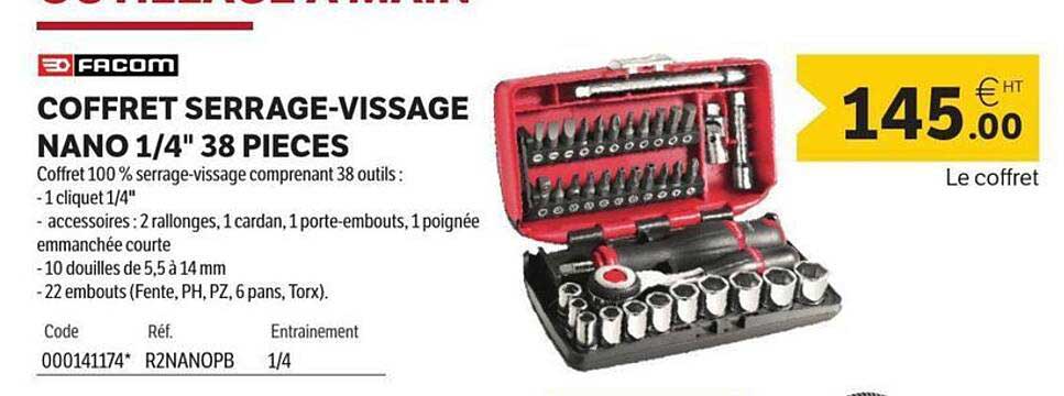 COFFRET SERRAGE-VISSAGE NANO 1/4'' 38 PIECES