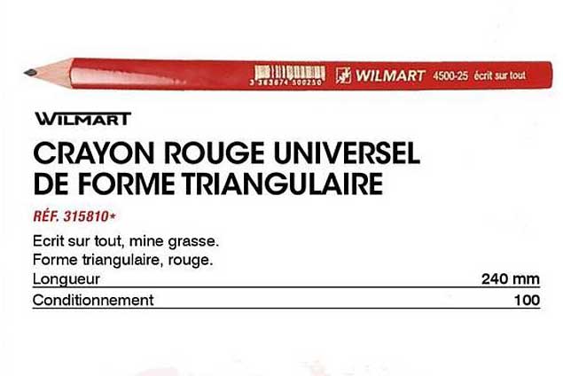 CRAYON ROUGE UNIVERSEL DE FORME TRIANGULAIRE