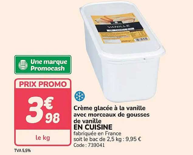 Crème glacée à la vanille avec morceaux de gousses de vanille EN CUISINE