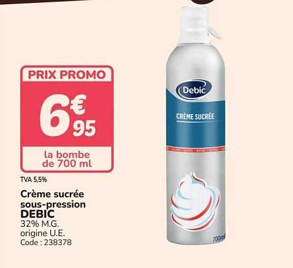 Crème sucrée sous-pression DEBIC