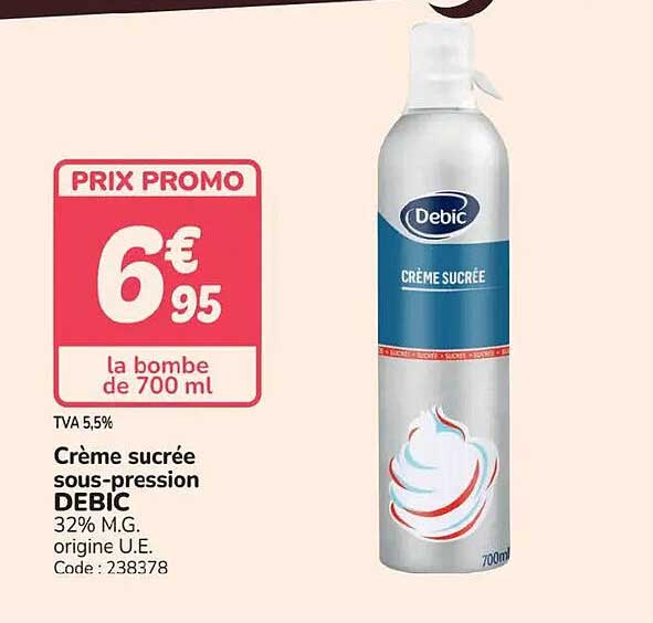 Crème sucrée sous-pression DEBIC