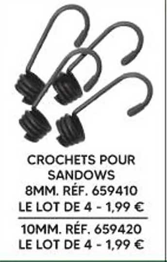 CROCHETS POUR SANDOWS 8MM. RÉF. 659410 LE LOT DE 4 - 1,99 €