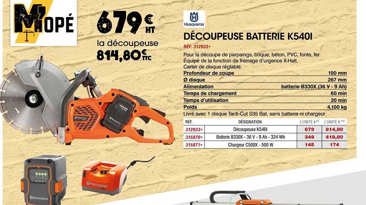 DÉCOUPEUSE BATTERIE K540I
