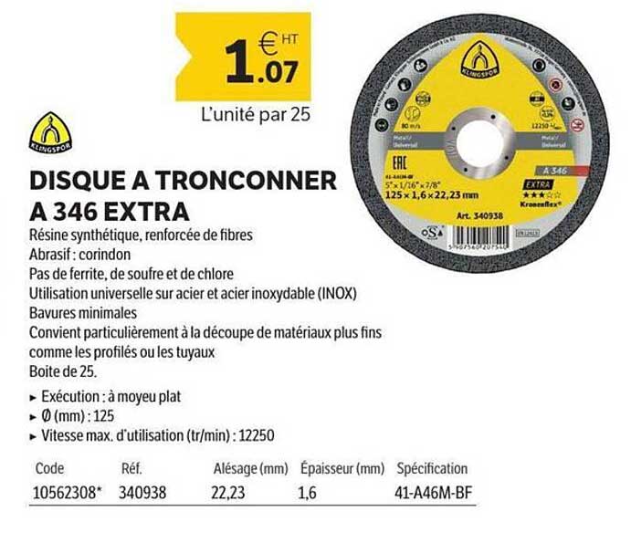 DISQUE A TRONCONNER A 346 EXTRA