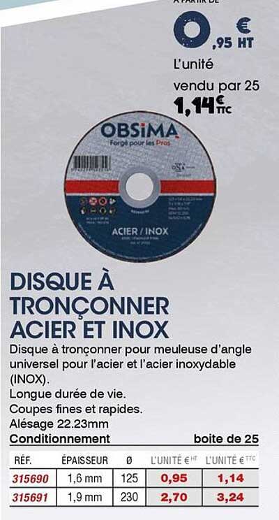 DISQUE À TRONCONNER ACIER ET INOX