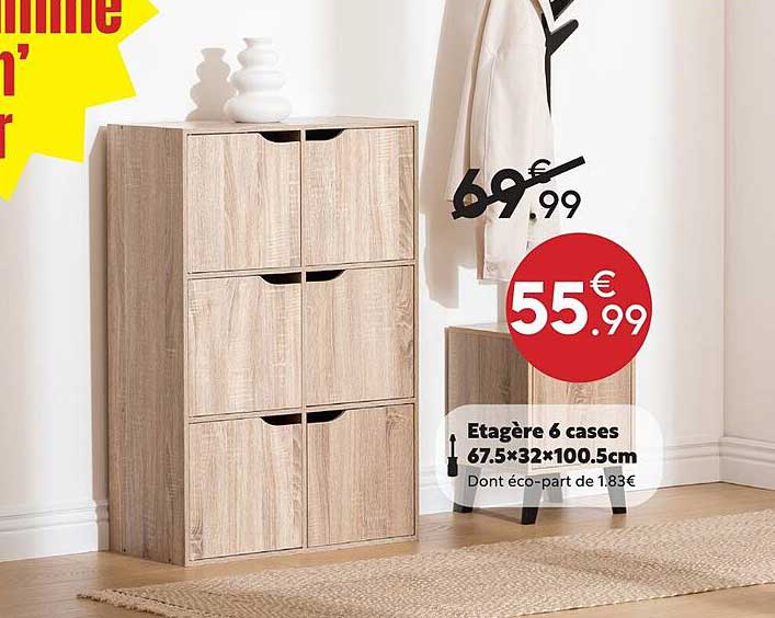 Etagère 6 cases 67.5×32×100.5cm