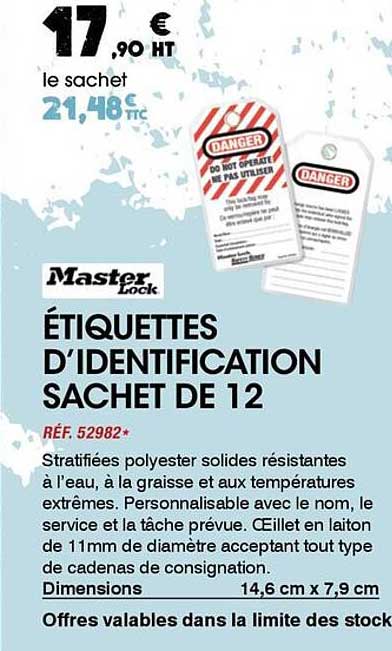 ÉTIQUETTES D’IDENTIFICATION SACHET DE 12