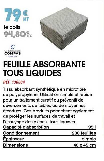 FEUILLE ABSORBANTE TOUS LIQUIDES