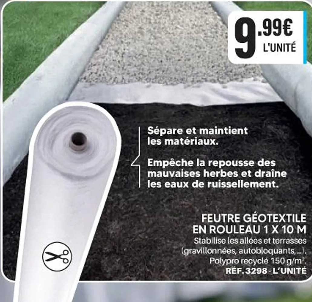 FEUTRE GÉOTEXTILE EN ROULEAU 1 X 10 M