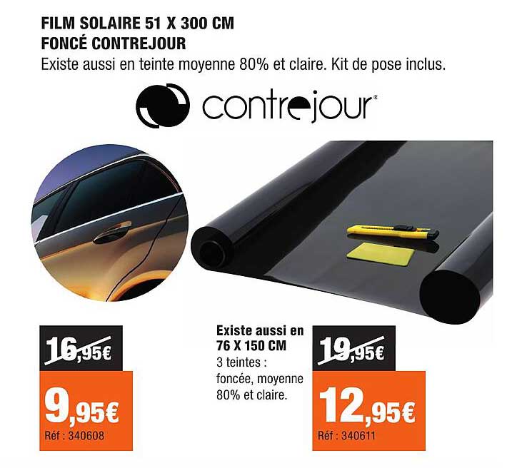 FILM SOLAIRE 51 X 300 CM FONCÉ CONTREJOUR