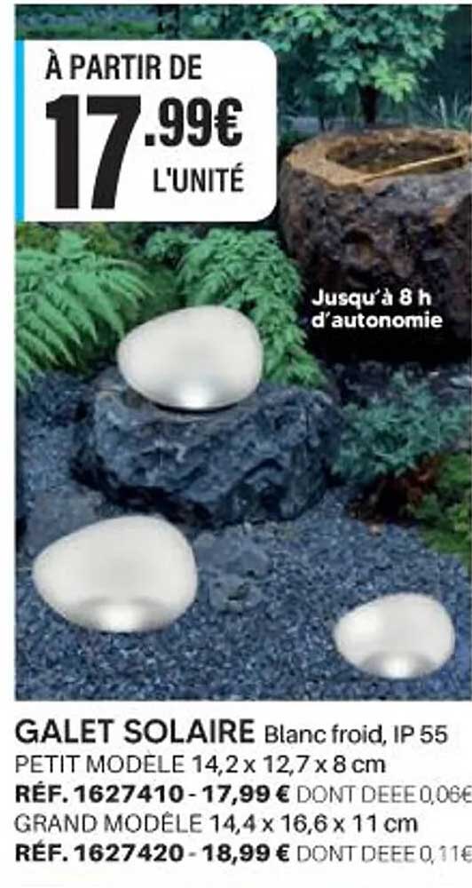 GALET SOLAIRE Blanc froid, IP 55
