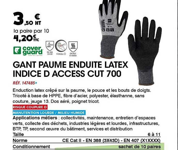GANT PAUME ENDuite LATEX INDICE D ACCESS CUT 700