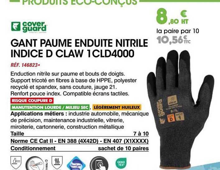 GANT PAUME ENDUITE NITRILE INDICE D CLAW 1CLD4000
