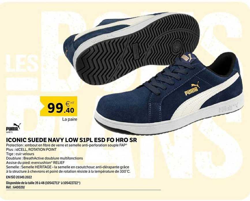 ICONIC SUEDE NAVY LOW S1PL ESD FO HRO SR