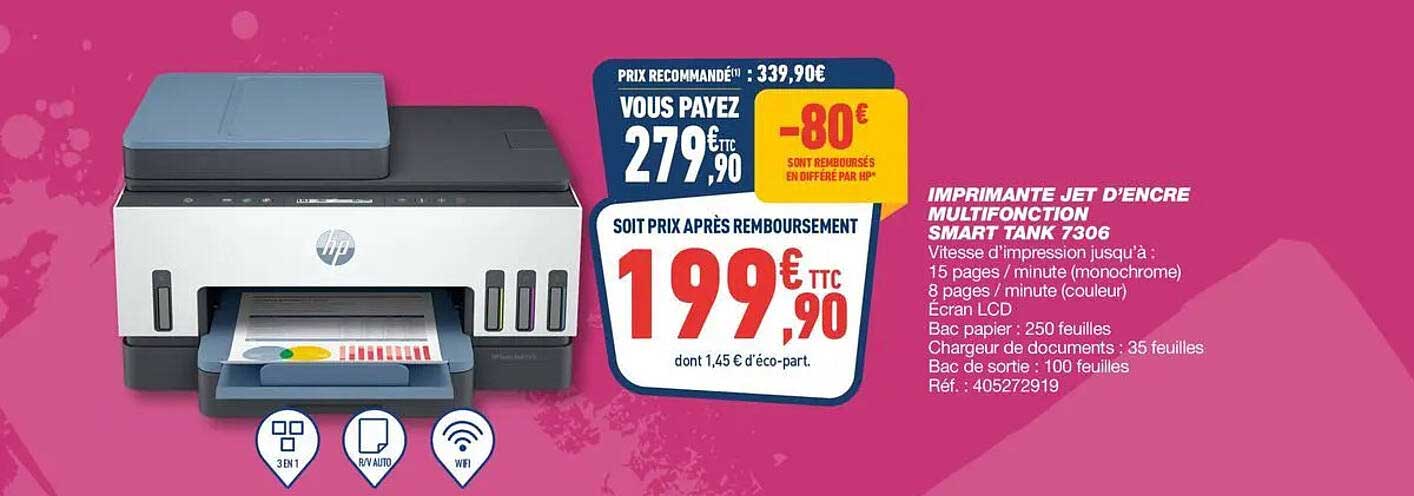 IMPRIMANTE JET D'ENCRE MULTIFONCTION SMART TANK 7306