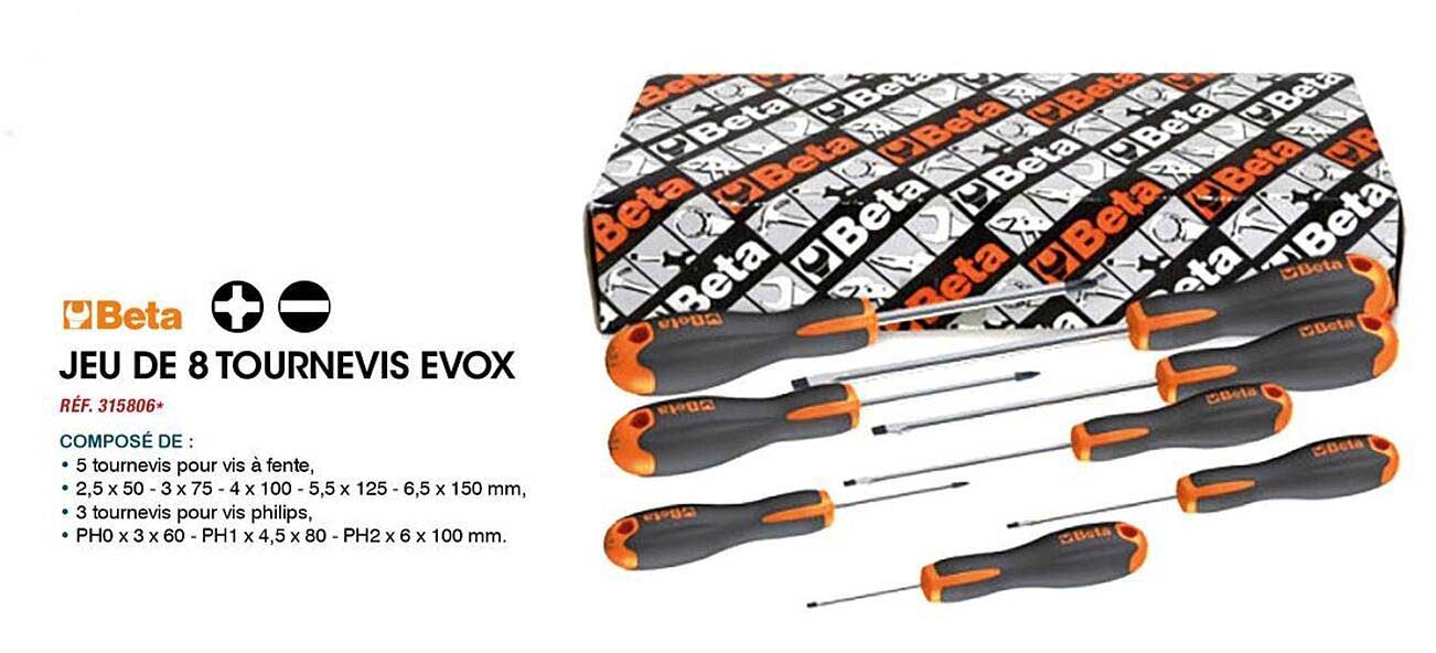 JEU DE 8 TOURNEVIS EVOX