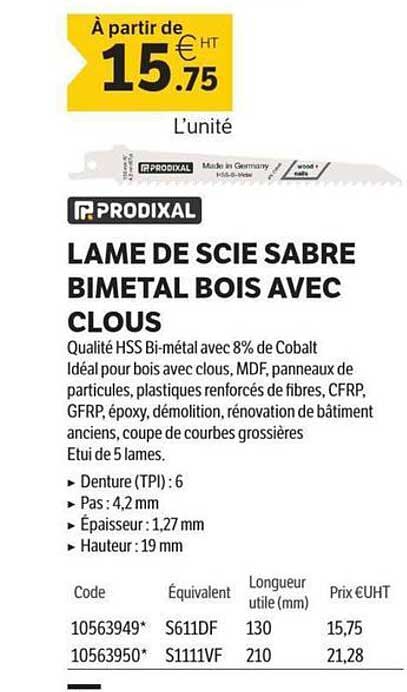 LAME DE SCIE SABRE BIMETAL BOIS AVEC CLOUS