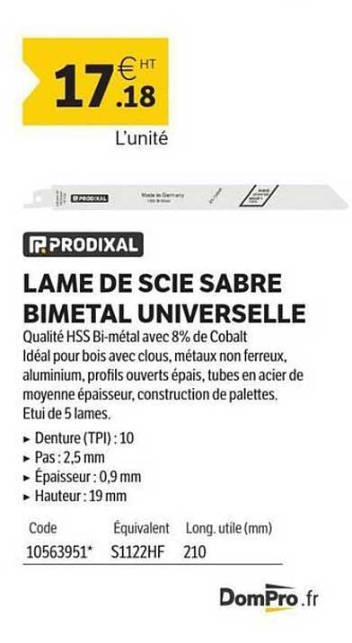 LAME DE SCIE SABRE BIMETAL UNIVERSELLE