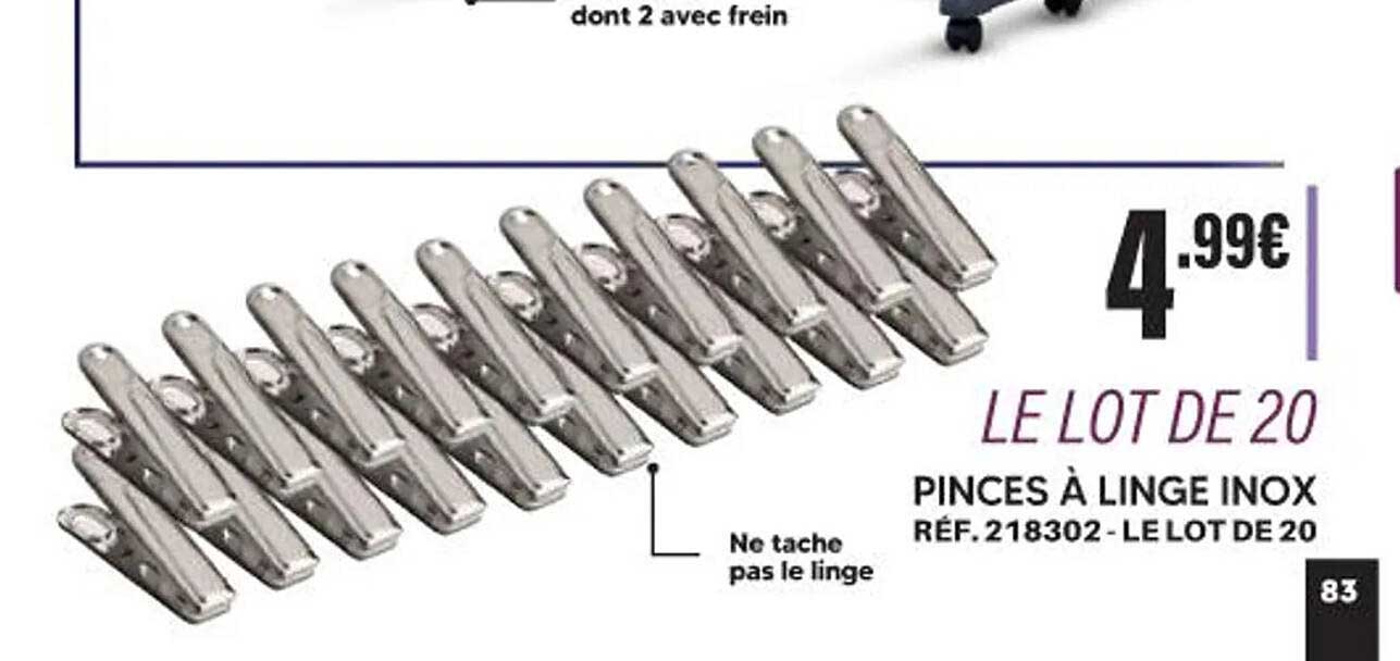 LE LOT DE 20 PINCES À LINGE INOX RÉF. 218302 - LE LOT DE 20