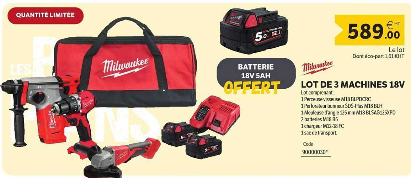 LOT DE 3 MACHINES 18V