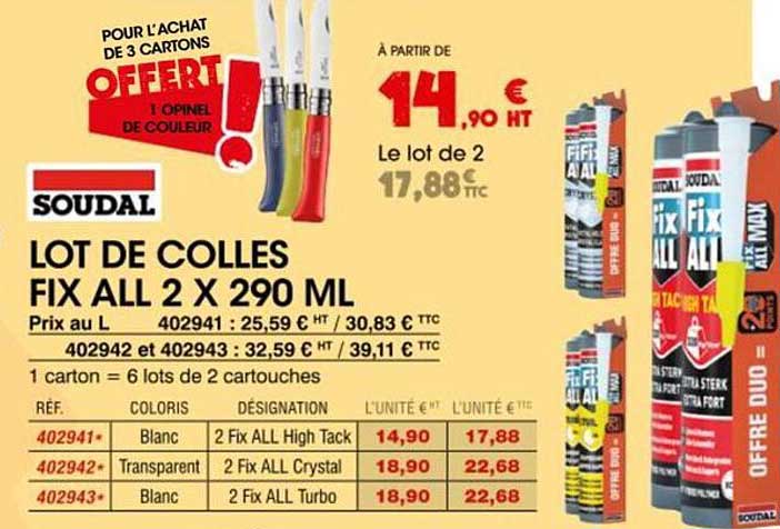 LOT DE COLLES FIX ALL 2 X 290 ML