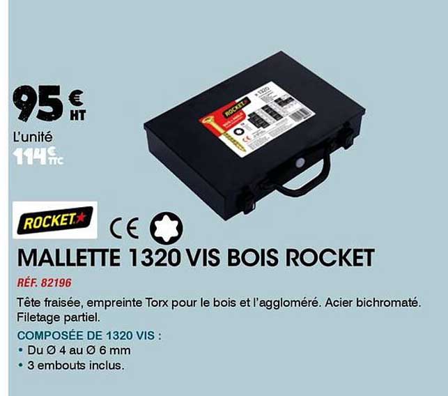 MALLETTE 1320 VIS BOIS ROCKET