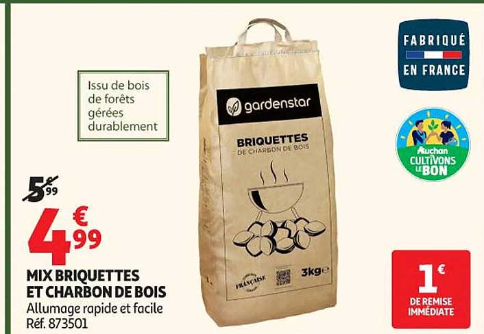 MIX BRIQUETTES ET CHARBON DE BOIS