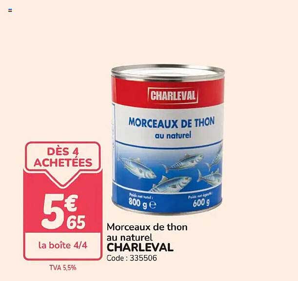 Morceaux de thon au naturel CHARLEVAL