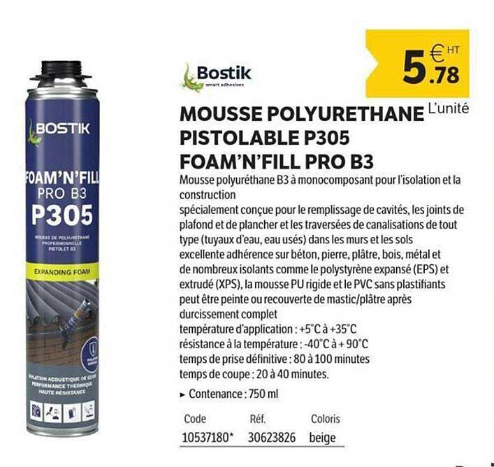 MOUSSE POLYURETHANE PISTOLABLE P305 FOAM'N'FILL PRO B3