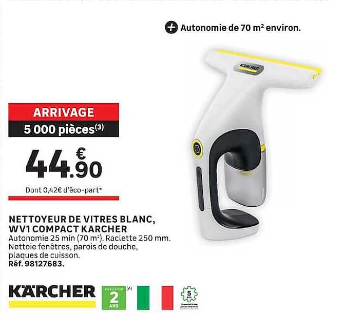 NETTOYEUR DE VITRES BLANC WV1 COMPACT KARCHER
