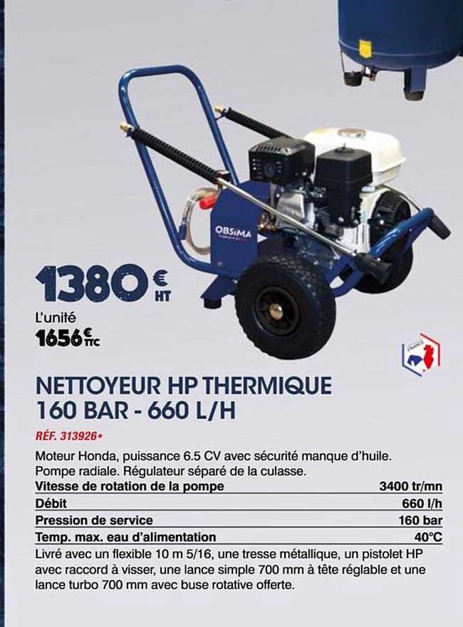 NETTOYEUR HP THERMIQUE 160 BAR - 660 L/H