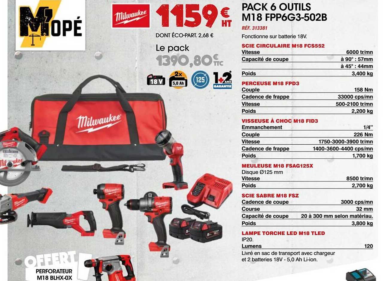 PACK 6 OUTILS M18 FPP6G3-502B